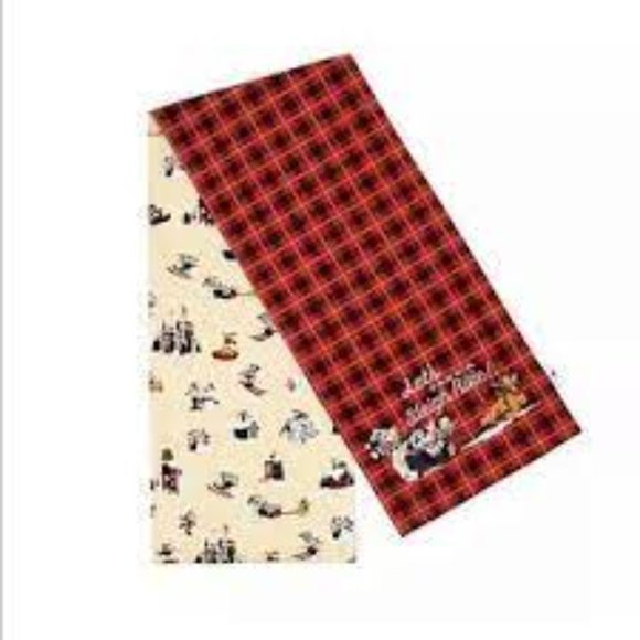 Disney Mickey & Friends Reversible Holiday Red Checked Cotton Table Runner 72x16 - Picture 4 of 6